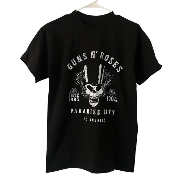 Guns N Roses Paradise City Skull Top Hat Black Band Slash T-Shirt S Small NWOT - Picture 1 of 5